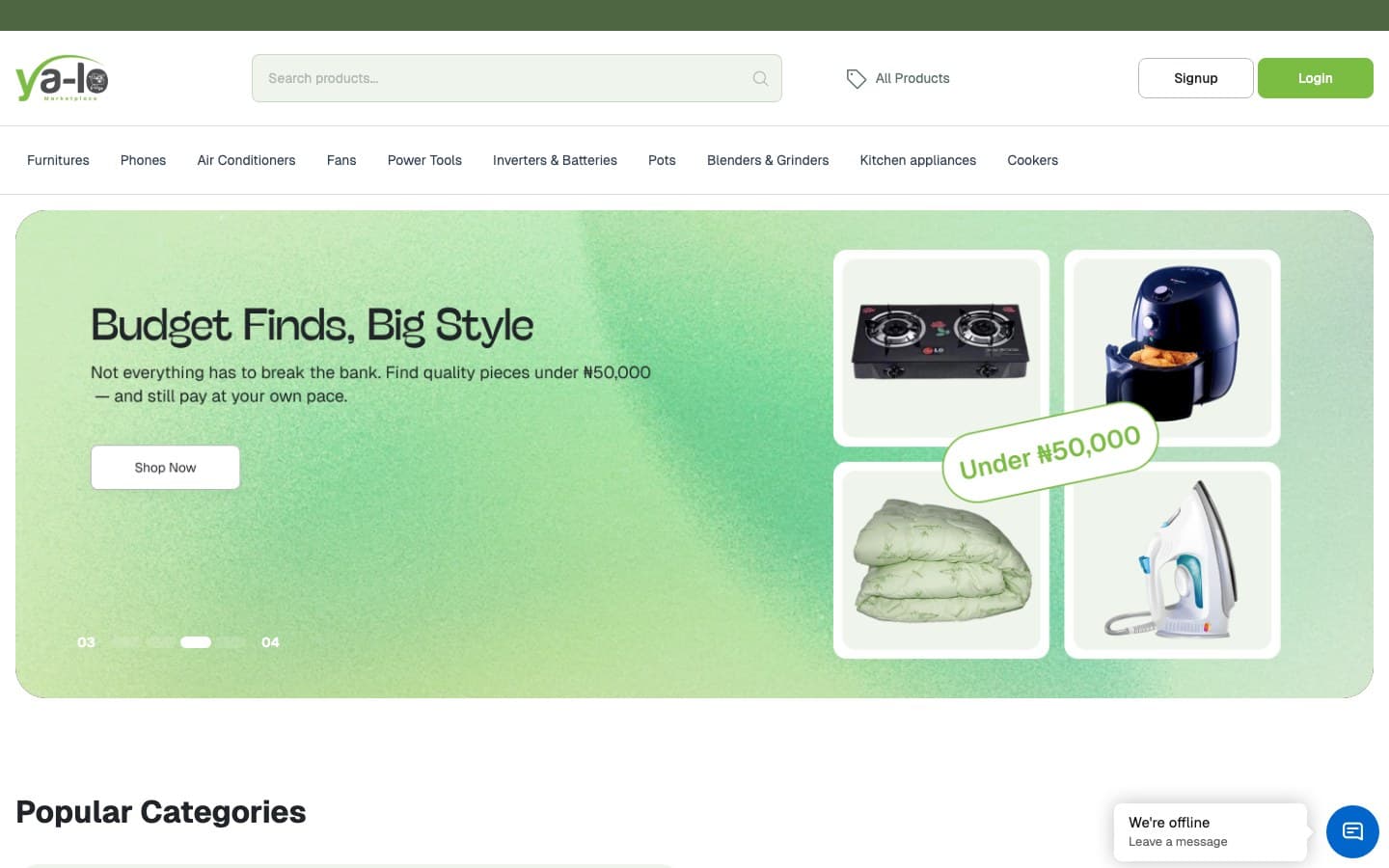 Yalo Marketplace, live site